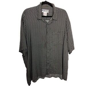 Vintage Untied Men's Shirt Short Sleeved Button Down Black and white 2X 2XL XXL